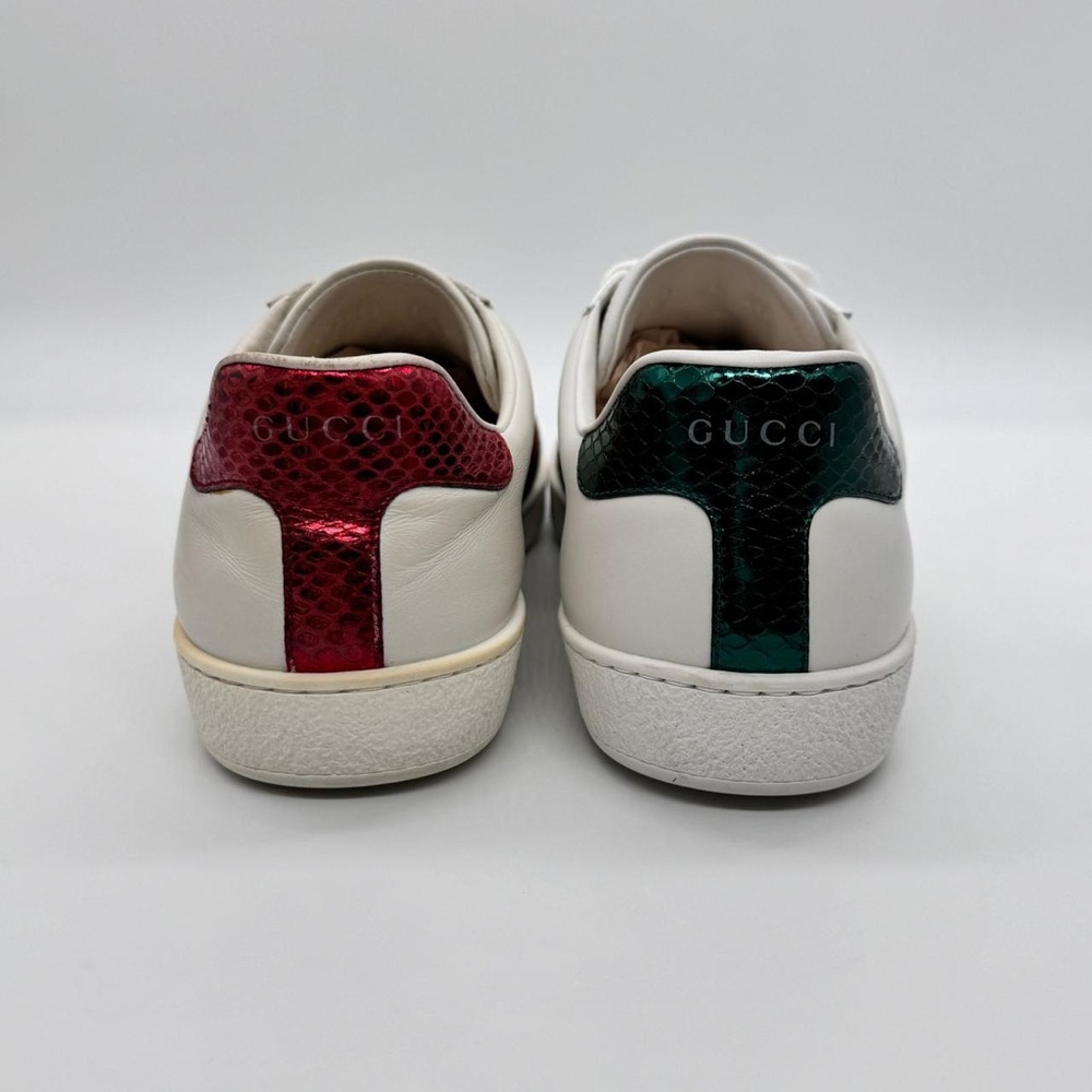 Authentic Gucci Ace Bee Embroidered Leather Sneakers White Men's IT 8 US 8.5 - Picture 2 of 16